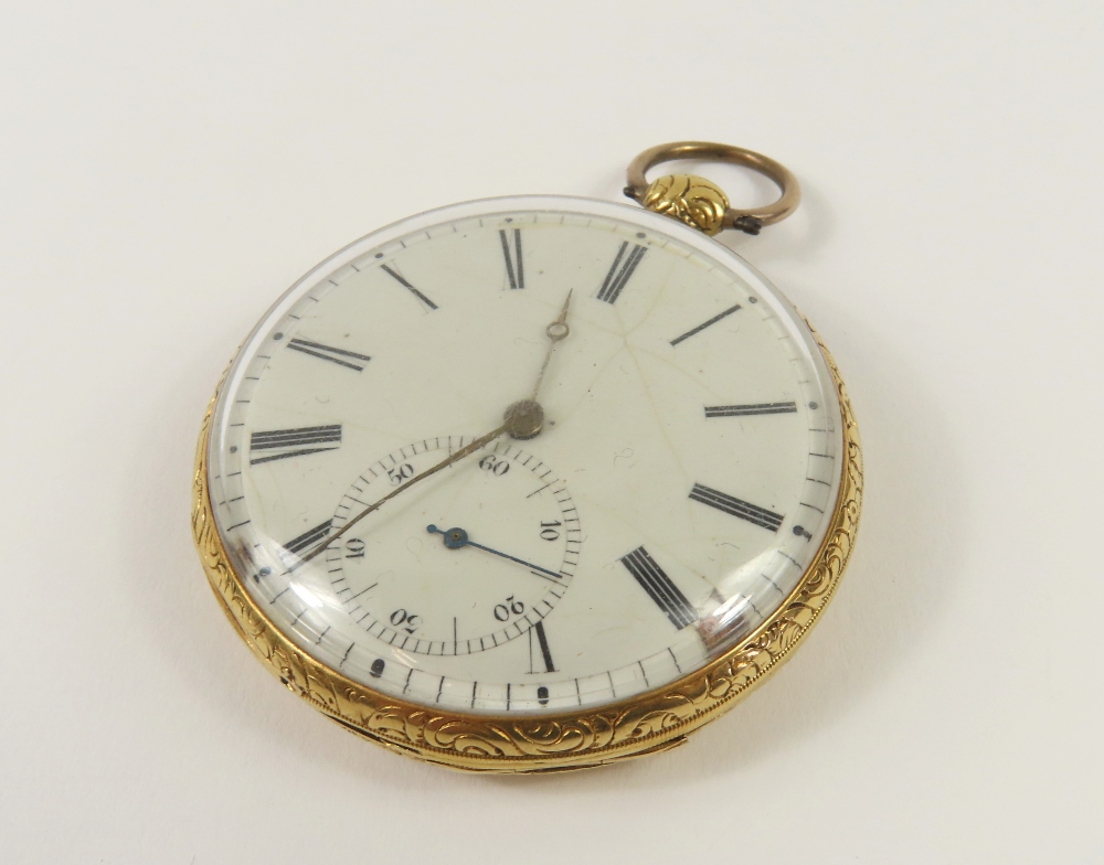 A continental open faced pocket watch, the round w