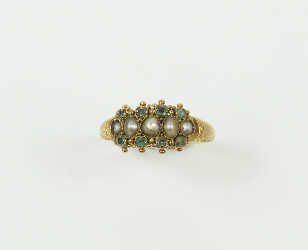 A late Georgian or Victorian split pearl and green - Image 2 of 6