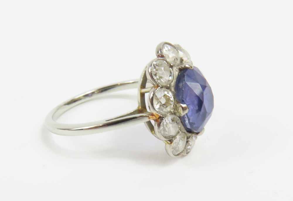 An early 20th century violet colour change sapphire and diamond cl - Image 4 of 17