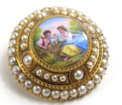 An unusual continental 19th century brooch, the ro