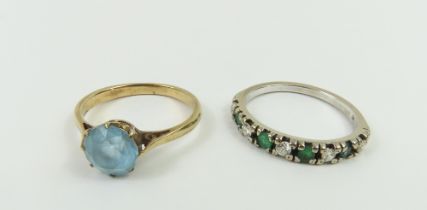 A light blue stone paste ring, finger size L 1/2,