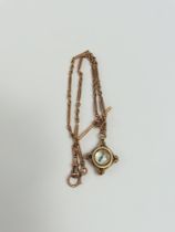 A mixed link rose gold converted watch chain, the