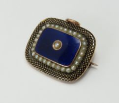 A 19th century mourning brooch, the rectangular sh