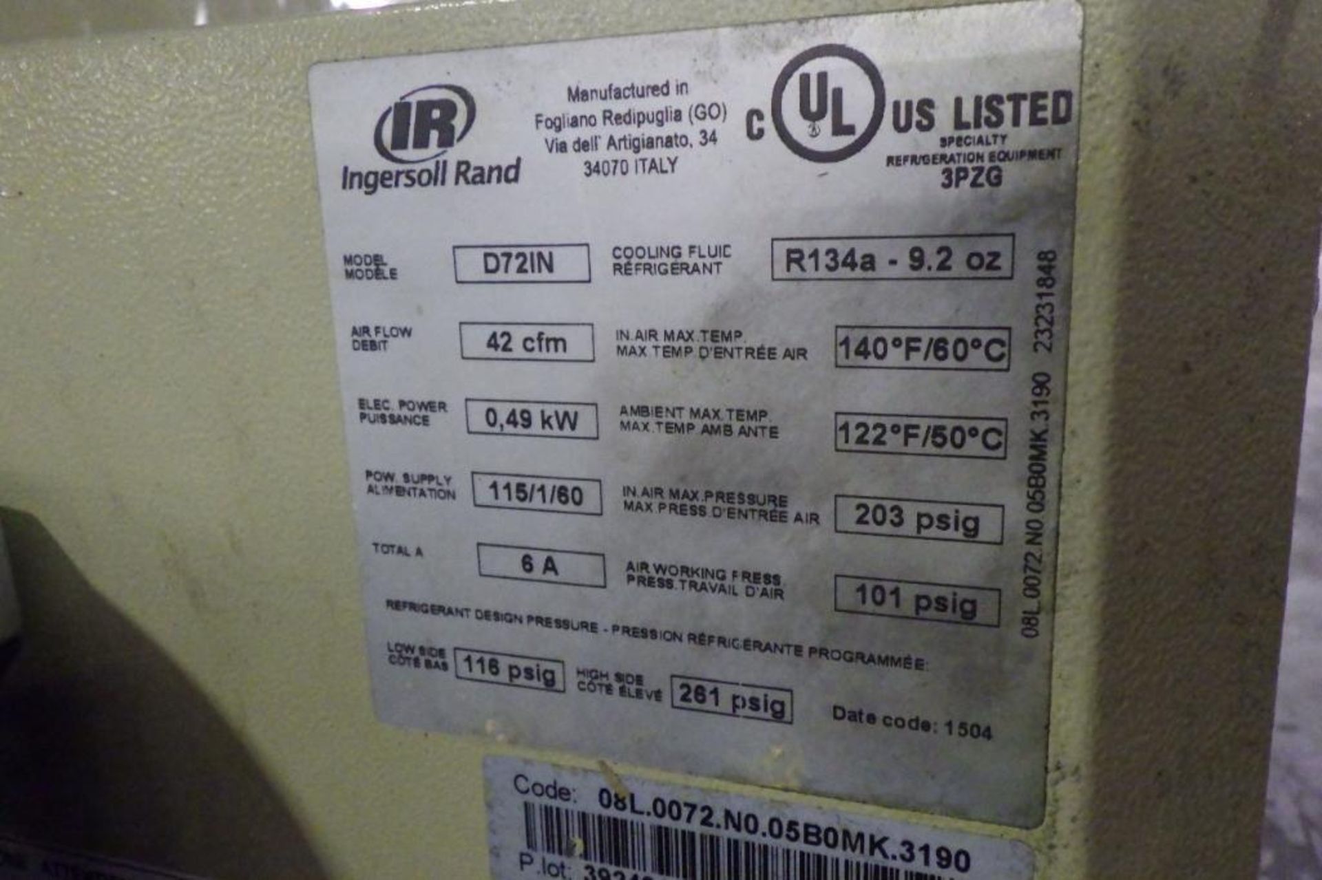 Ingersoll rand air compressor with dryer - Image 12 of 12