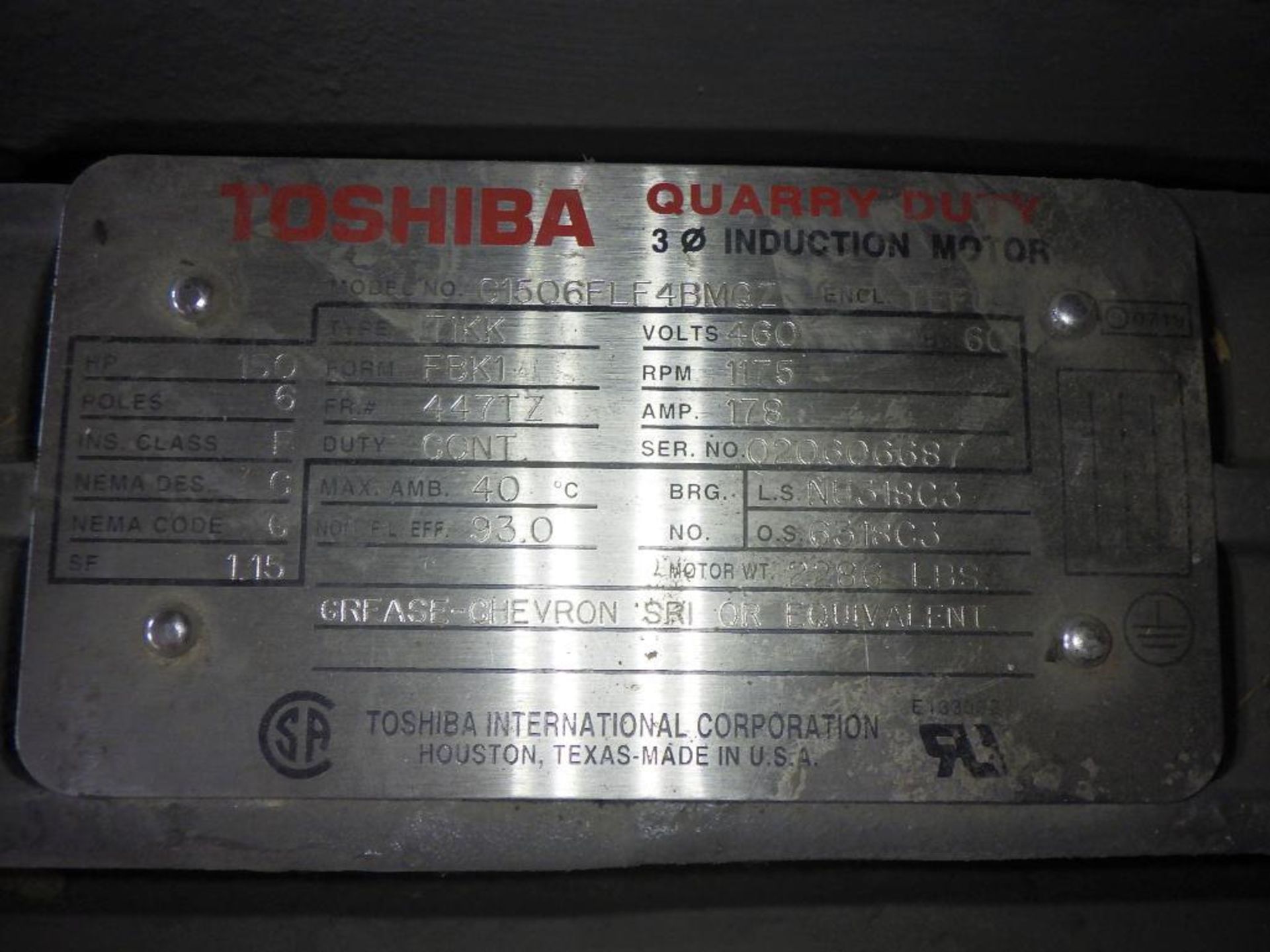 Toshiba 150 hp motor - Image 6 of 7