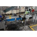 Rubber belt conveyor with (2) printers