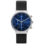 RRP £149.00 Skagen Mens Chronograph Quartz Watch with Leather Strap