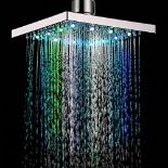 MEETOZ 8 inch Square 7 Colors Automatic Changing LED Shower Head Bathroom Showerheads
