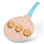 FARONG Pancake Pan, 7 Smiley Face Pancake Pan Non Stick Frying Pan Induction Hob, 7-Cu