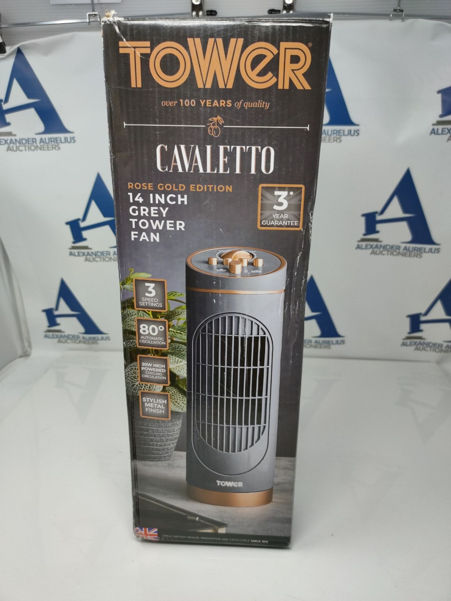 [CRACKED] Tower T629000G Cavaletto Tower Fan with 2-Hour Timer, 3 Speeds, Automatic Os - Image 2 of 3