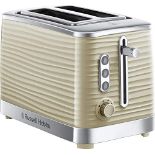 Russell Hobbs 24374 Cream Inspire 2 Slice Toaster, Wide Slot with Frozen Cancel and Re