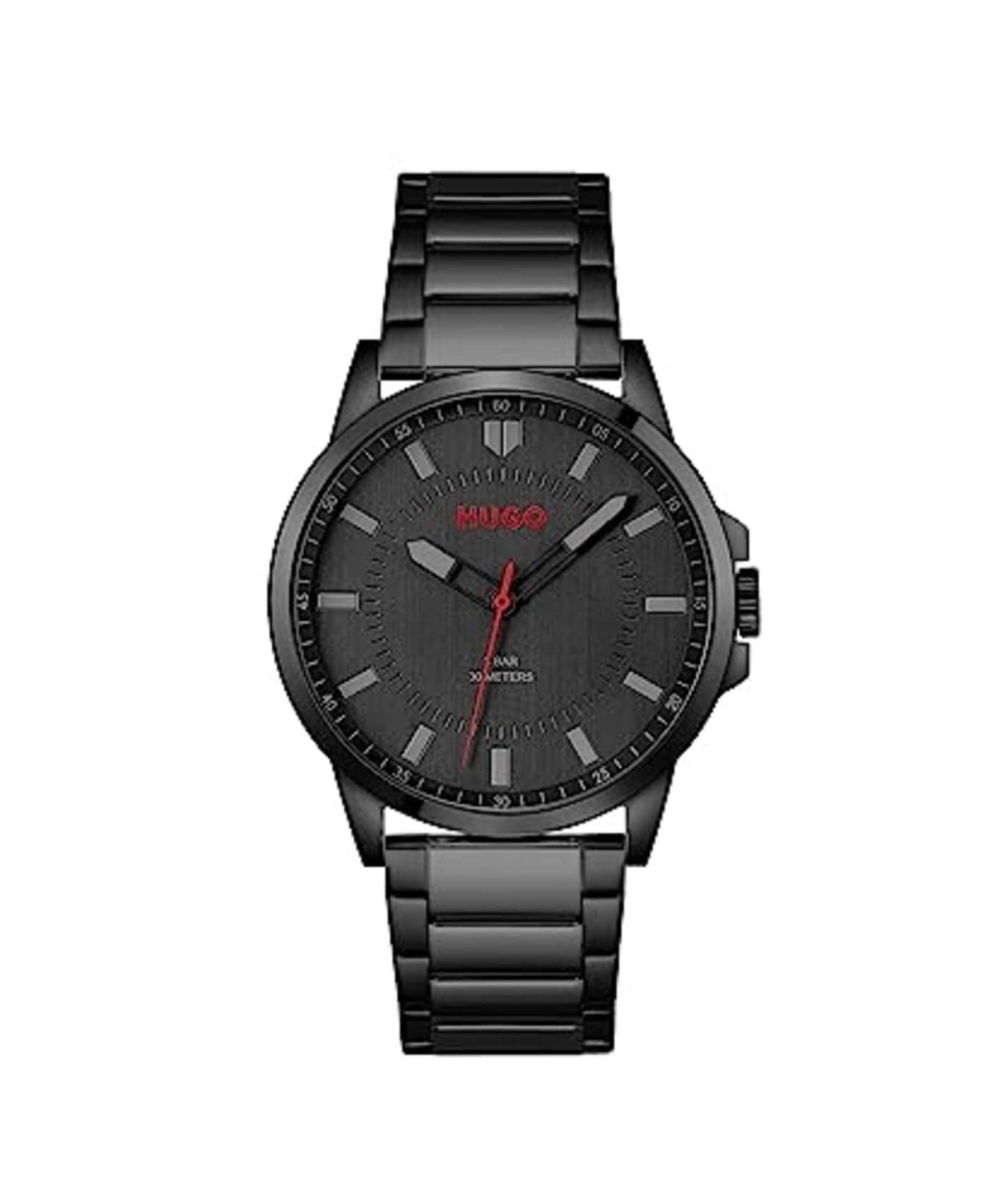 RRP £109.00 HUGO Analogue Quartz Watch for Men with Black Stainless Steel Bracelet