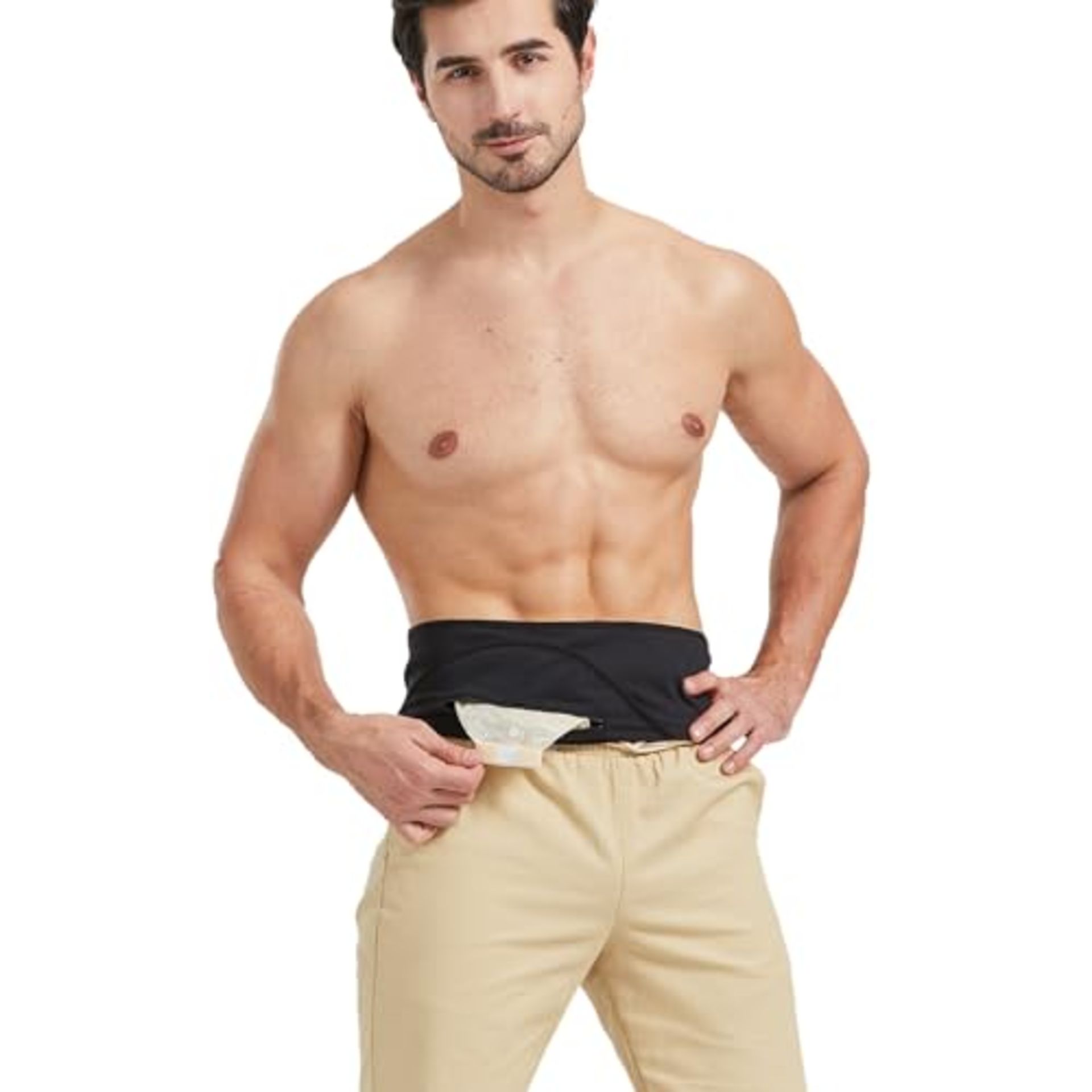 Heagimed Stoma Bag Belt for MenÿBlack Ostomy Support Belt for Swimming, Inner Pocket