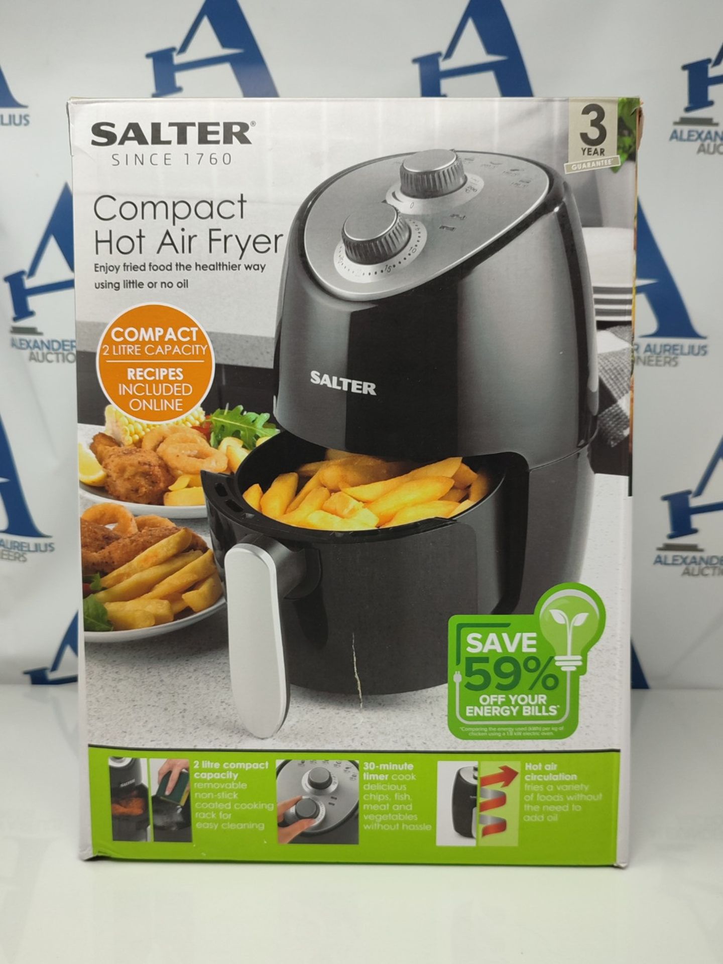 Salter EK2817 2L Compact Air Fryer - Hot Air Circulation, Removable Non-Stick Cooking - Image 2 of 3