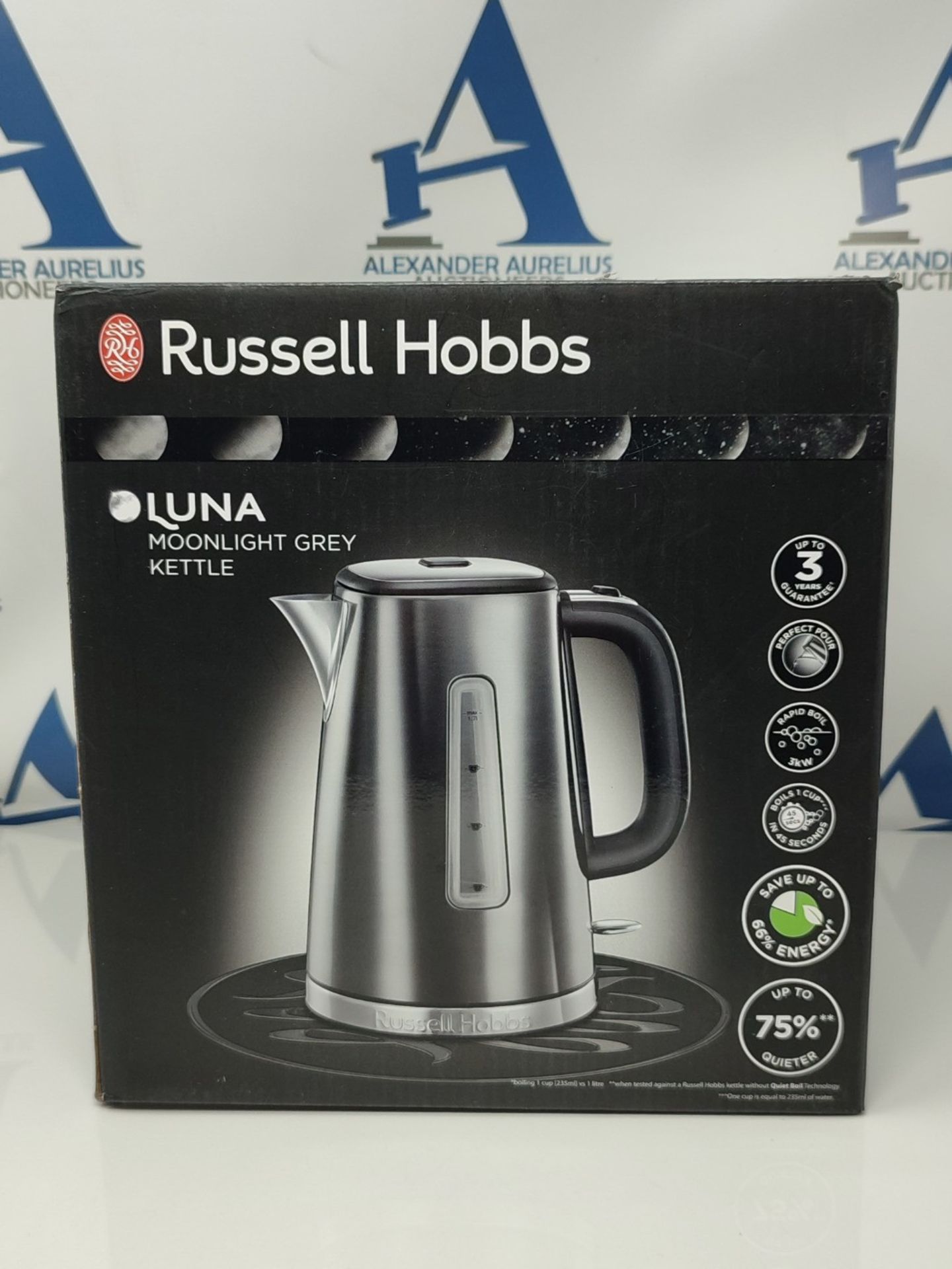 Russell Hobbs 23211 Luna Quiet Boil Electric Kettle, Stainless Steel, 3000 W, 1.7 Litr - Image 2 of 3