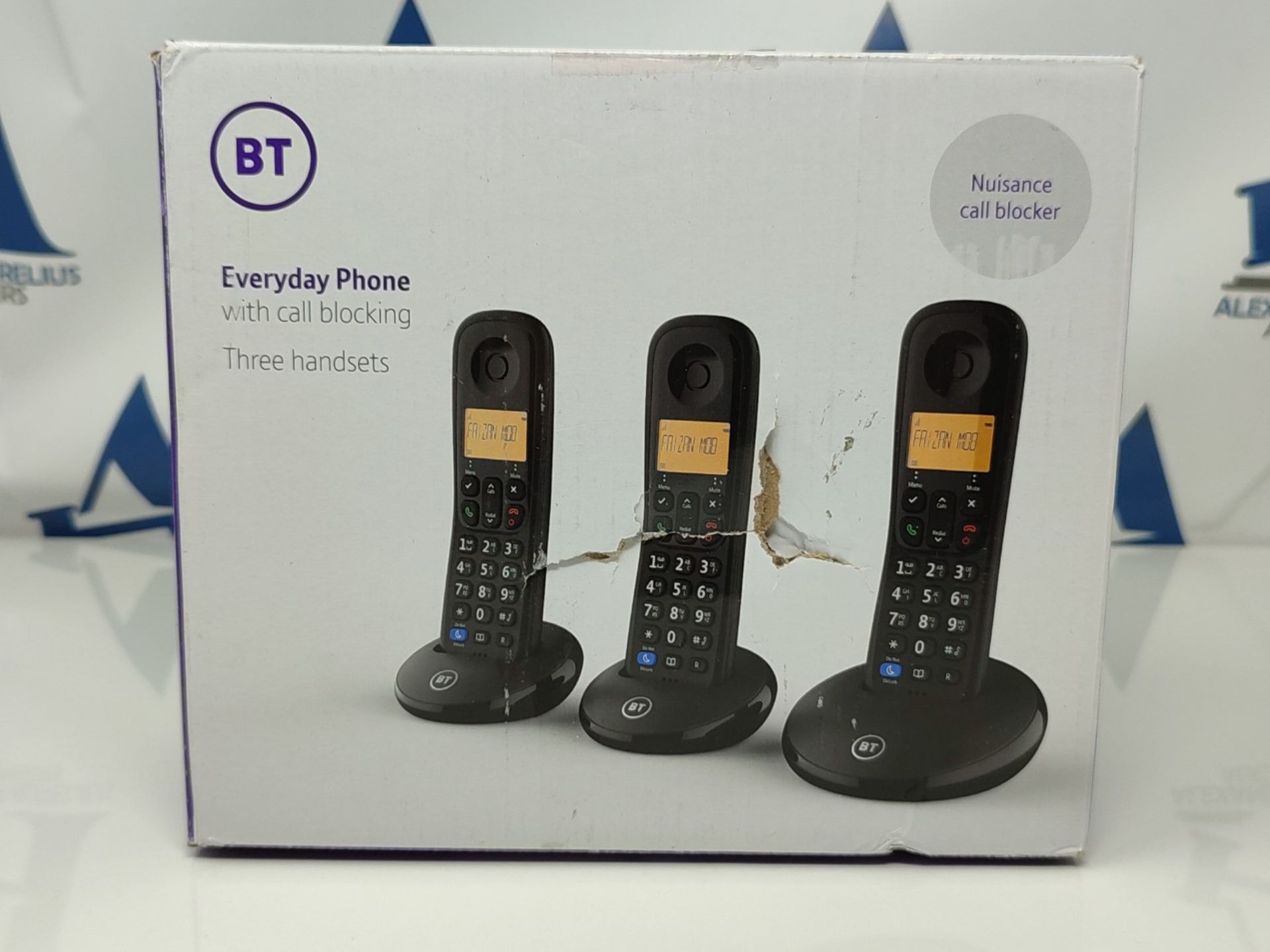 BT Everyday Cordless Landline House Phone with Basic Call Blocker, Trio Handset Pack - Image 2 of 3
