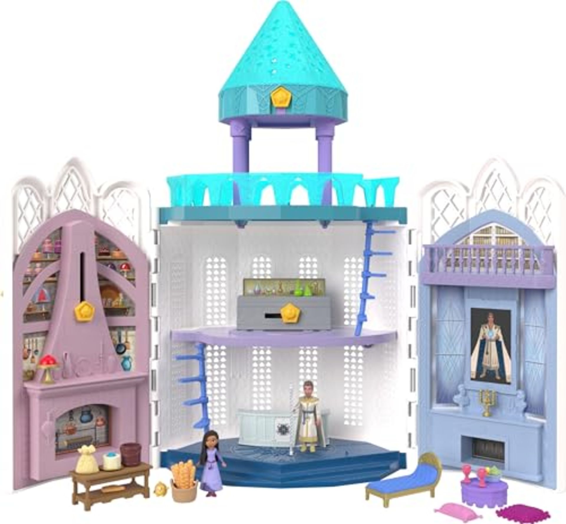 Disney's Wish Rosas Castle Dollhouse Playset with 2 Posable Mini Dolls, Star Figure