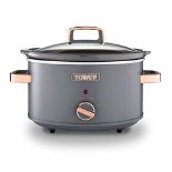 Tower T16042GRY Cavaletto 3.5 Litre Slow Cooker with 3 Heat Settings, Removable Pot an