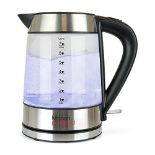Kitchen Perfected Eco-Friendly Blue Illuminating Cordless Glass Kettle - 1.7Ltr, 2200w