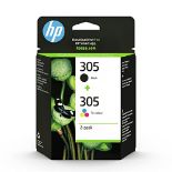 HP 305, Black/Tri-Colour Original Ink Cartridges (6ZD17AE), Pack of 2