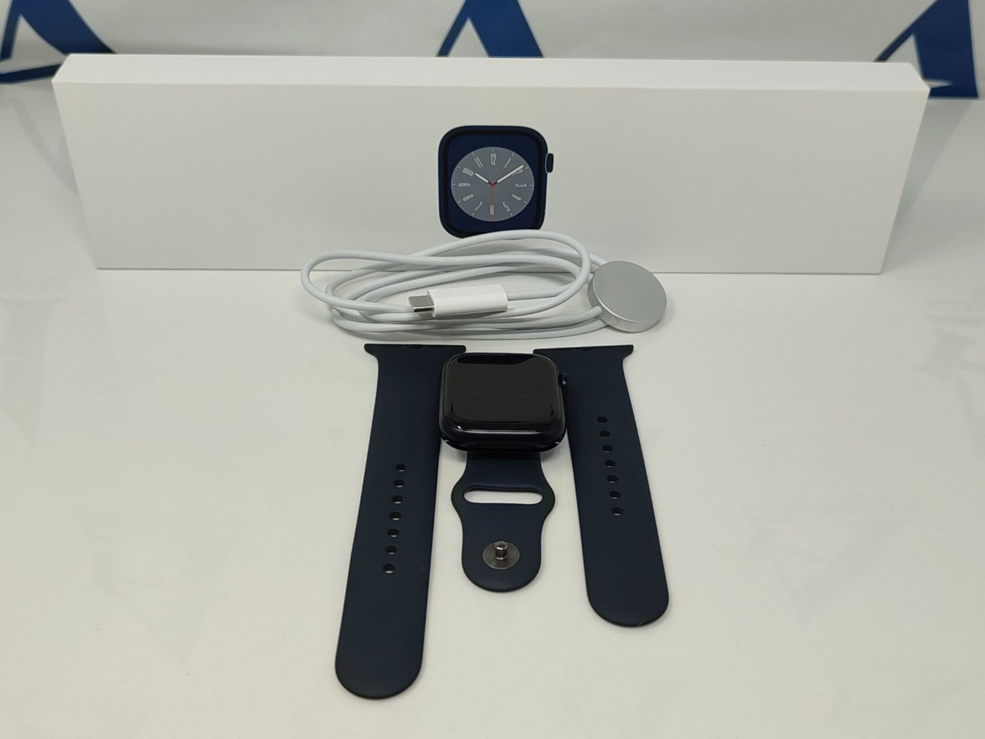 RRP £449.00 Apple Watch Series 8 (GPS 45mm) Smart watch - Midnight Aluminium Case with Midnight Sp - Image 2 of 3
