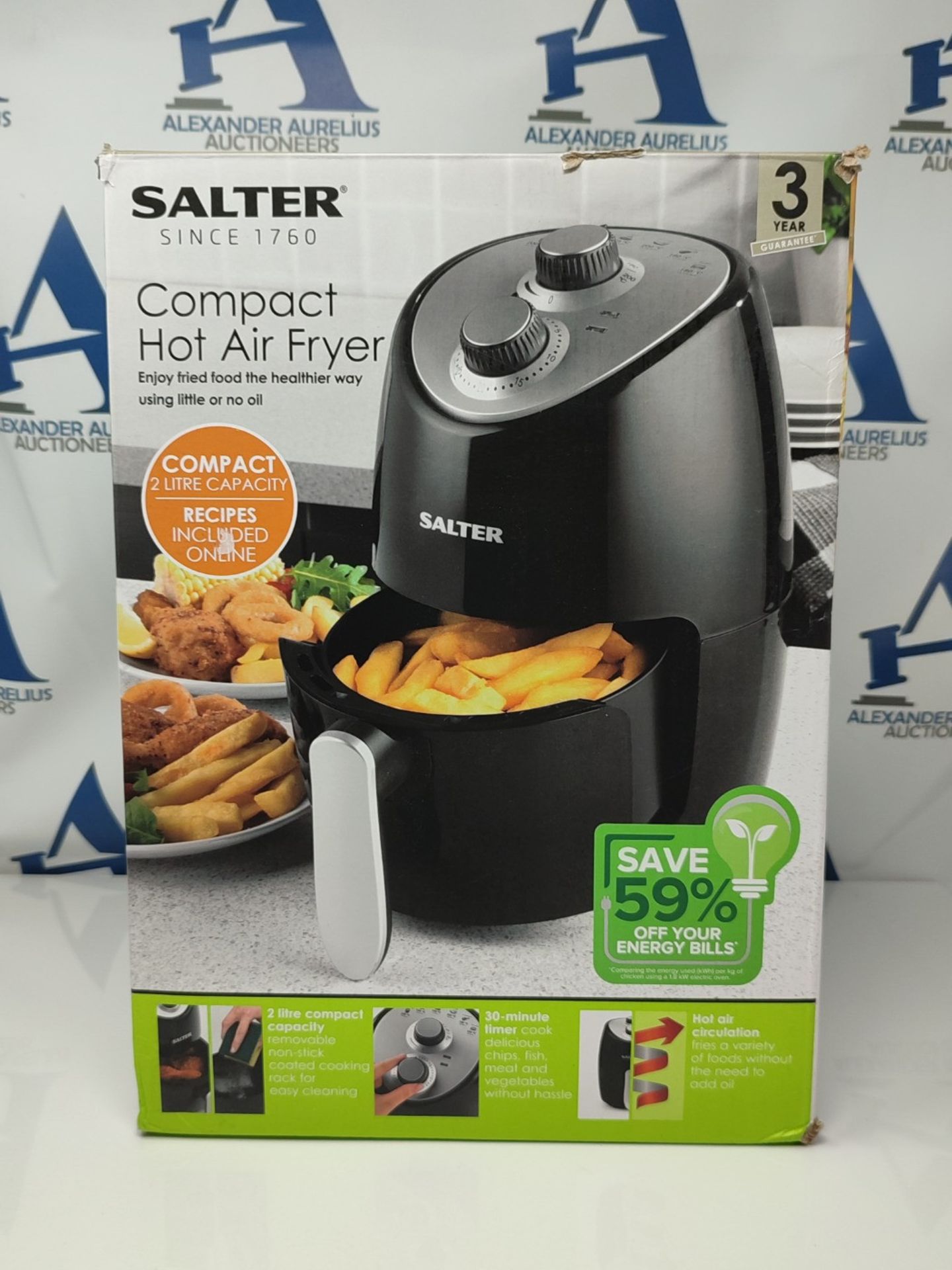 Salter EK2817 2L Compact Air Fryer - Hot Air Circulation, Removable Non-Stick Cooking - Image 2 of 3