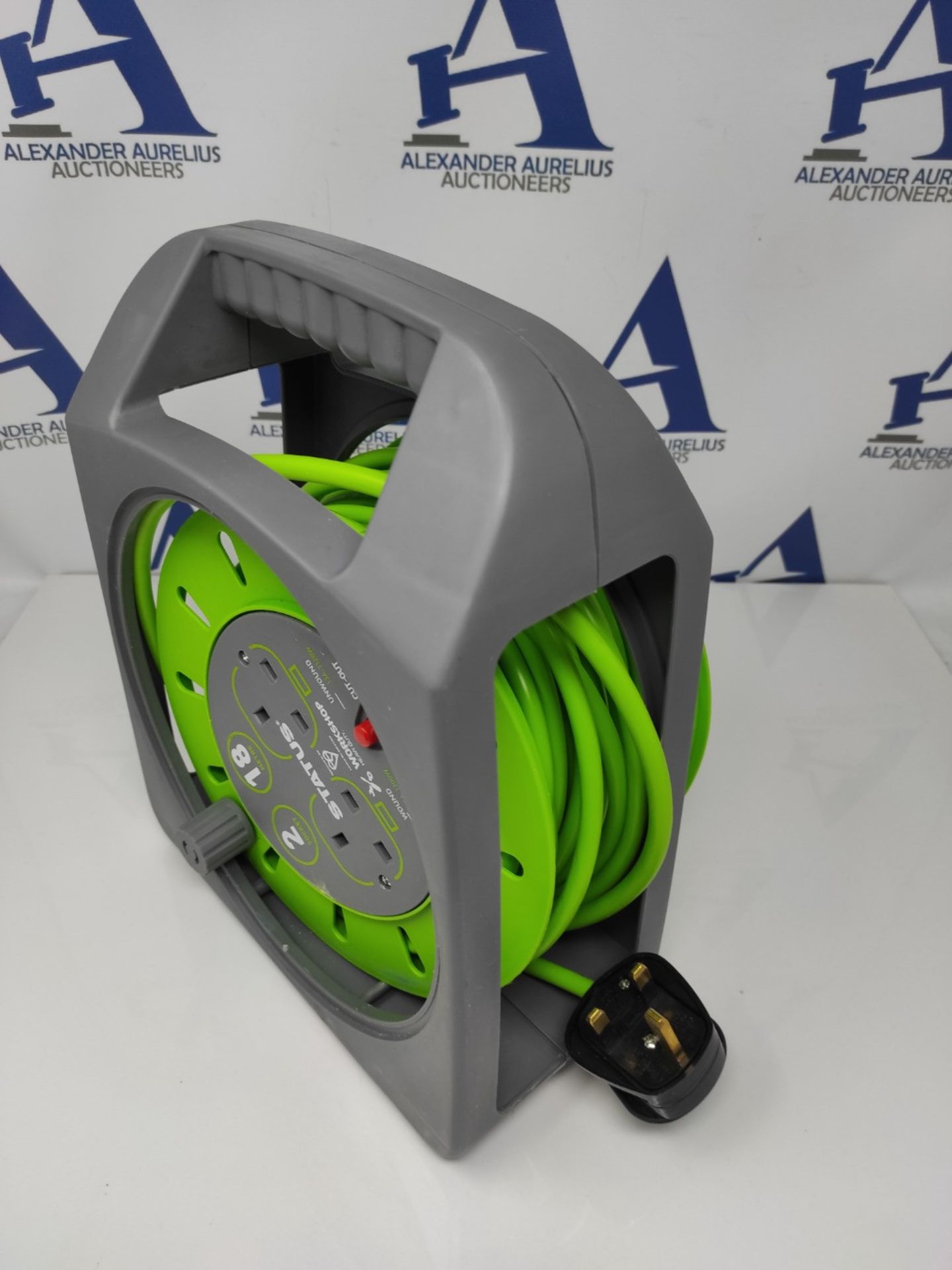STATUS 2 Socket Cable Reel | 18m Green Extension Lead | 13A with Thermal Cut Out | Hea - Image 3 of 3