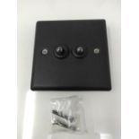 Varilight Urban Matt Black 2 Gang 2-Way 10 Amp Toggle Switch