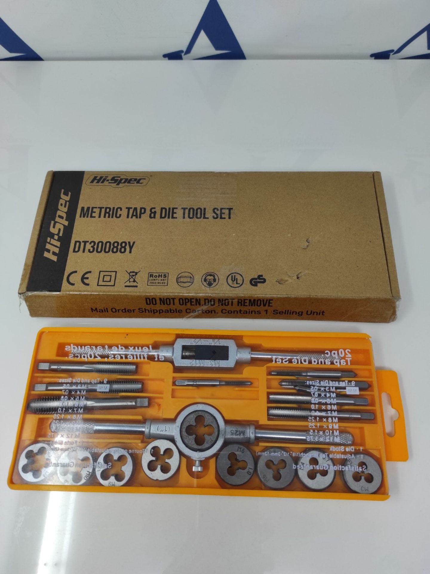 Hi-Spec 20pc Metric Tap & Die Set. Complete M3 to M12 Tapping and Threading Tools with