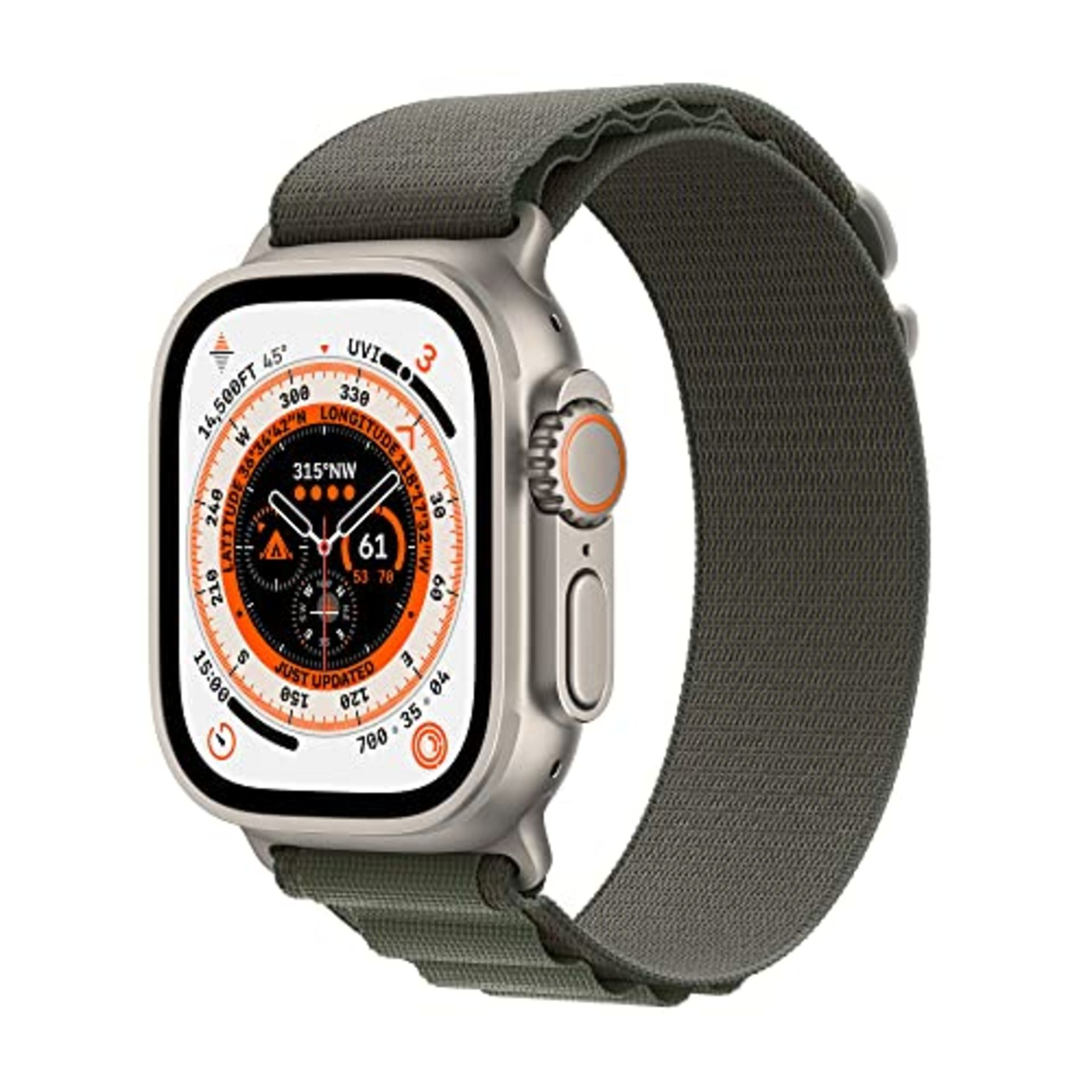 RRP £669.00 Apple Watch Ultra (GPS + Cellular, 49mm) Smart watch - Titanium Case with Green Alpine