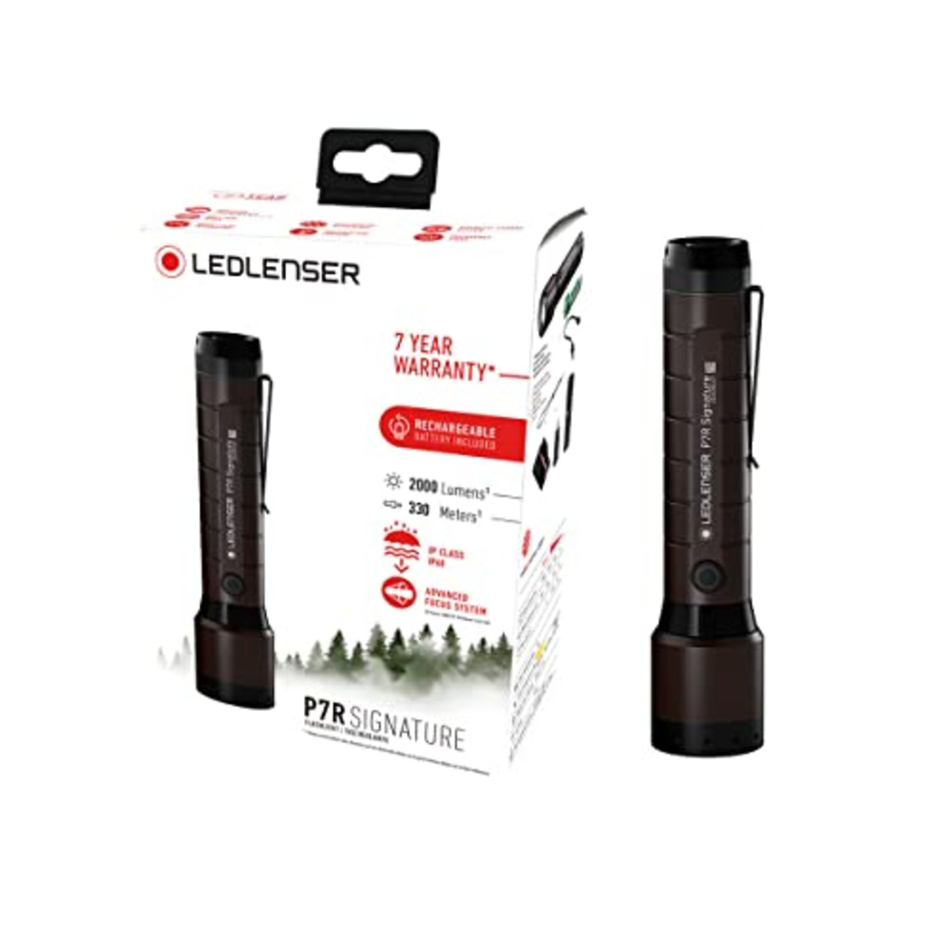 RRP £122.00 Ledlenser P7R Signature - LED Rechargeable Torch, Super Bright 2000 Lumens, Water Resi