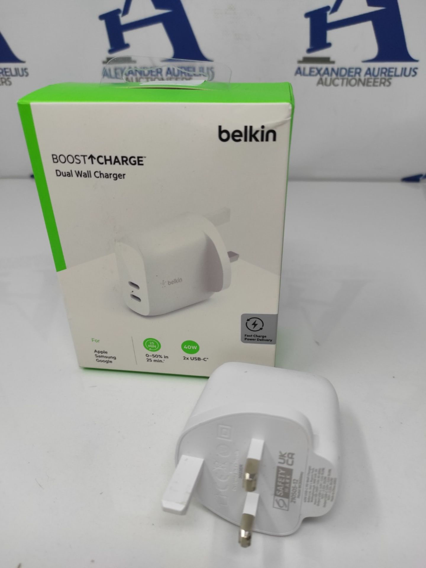 Belkin 40W USB Type C PD Wall Charger (Dual USB-C Ports for 20W Per Port Fast Power De - Image 2 of 2