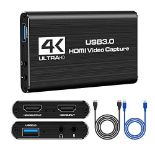 Video Capture Card, 4K HDMI Game Capture Card to USB 3.0 Loop-Out Switch Capture Card