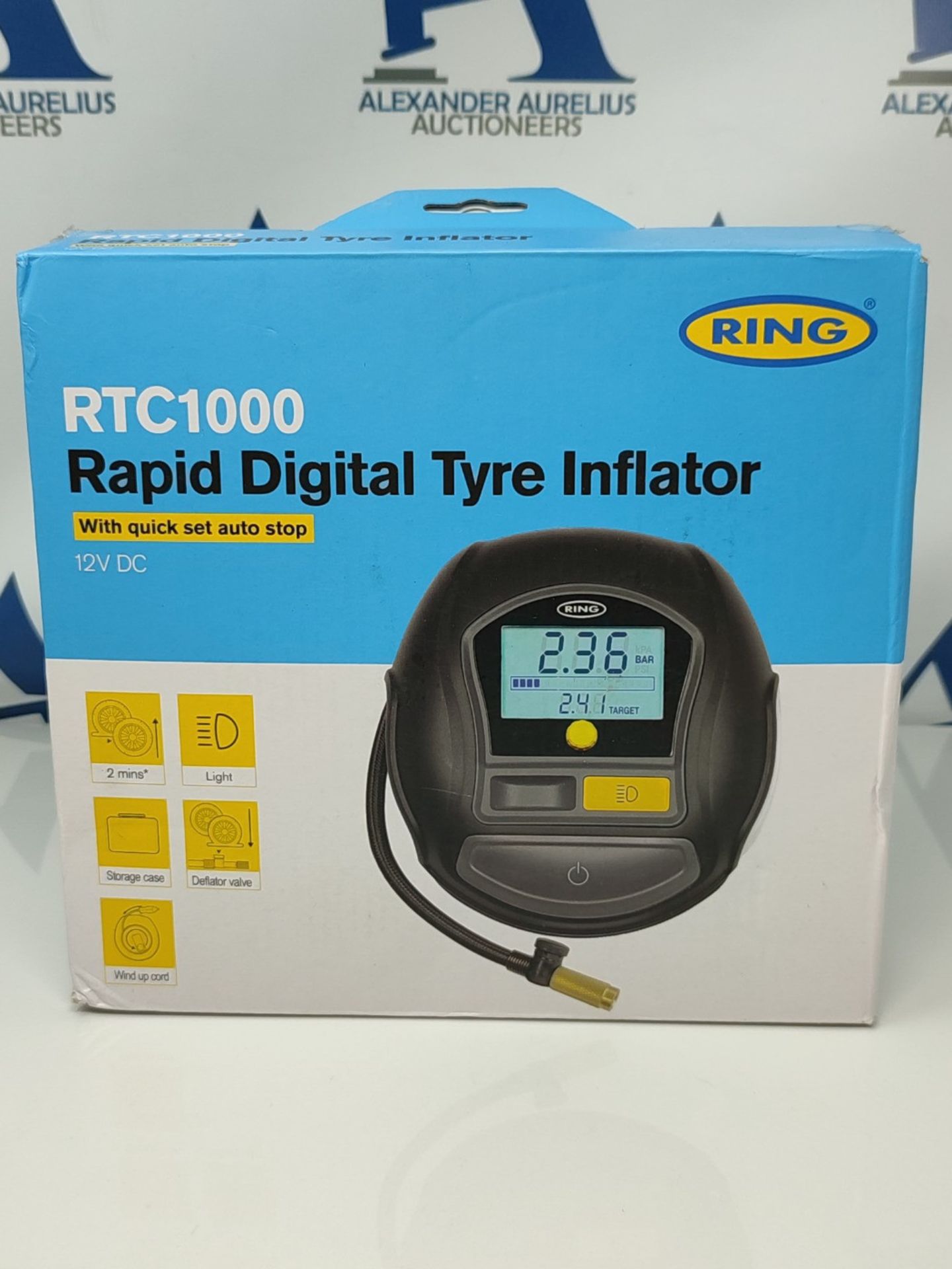 Ring Automotive - RTC1000 12V rapid tyre inflator air compressor car pump with preset - Image 2 of 3