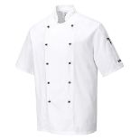 Portwest C734 Mens Whites Chefs Coat Short Sleeve White, X-Small