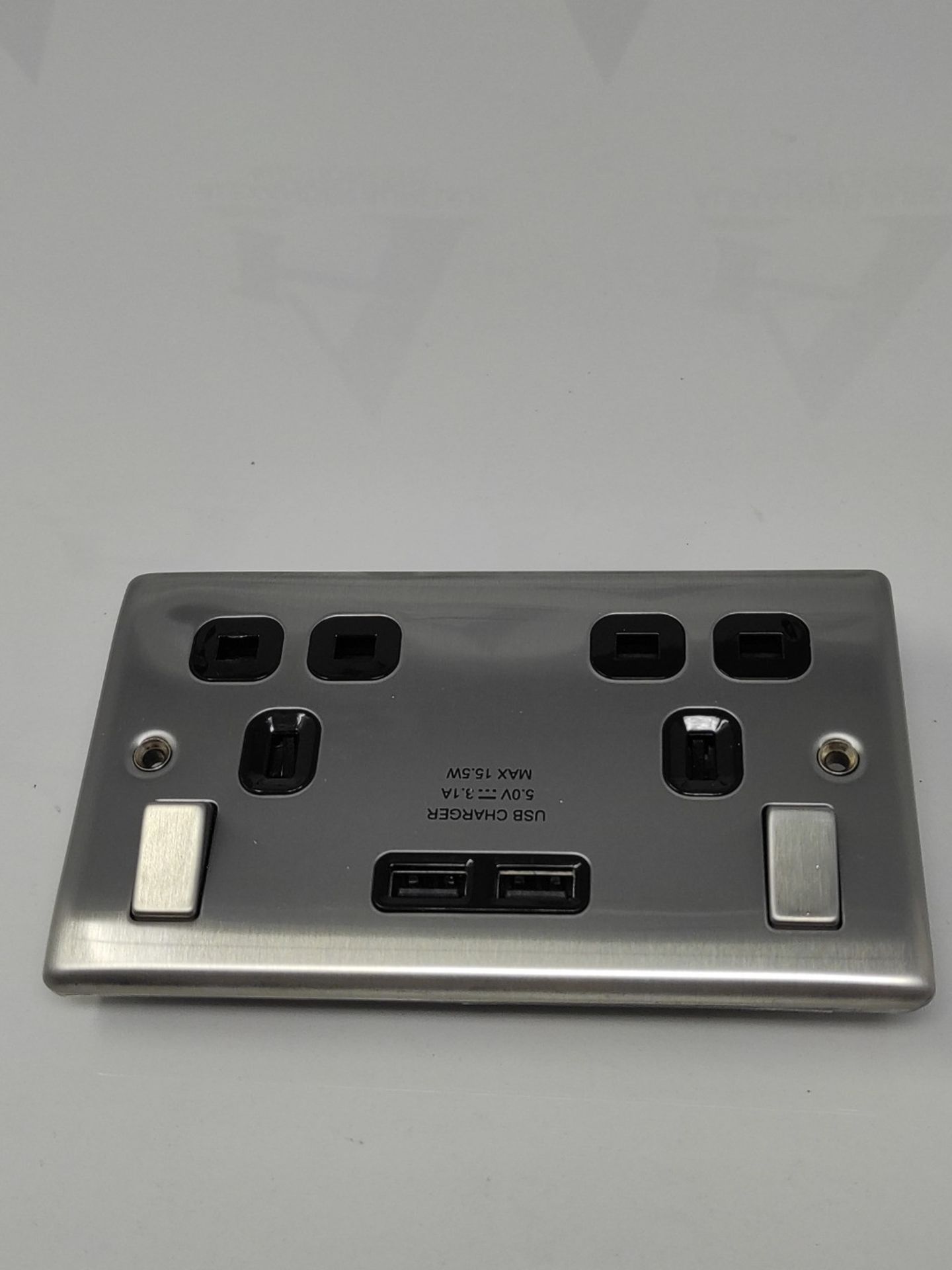 BG Electrical Double Switched Fast Charging Power Socket with Two USB Charging Ports, - Image 2 of 2