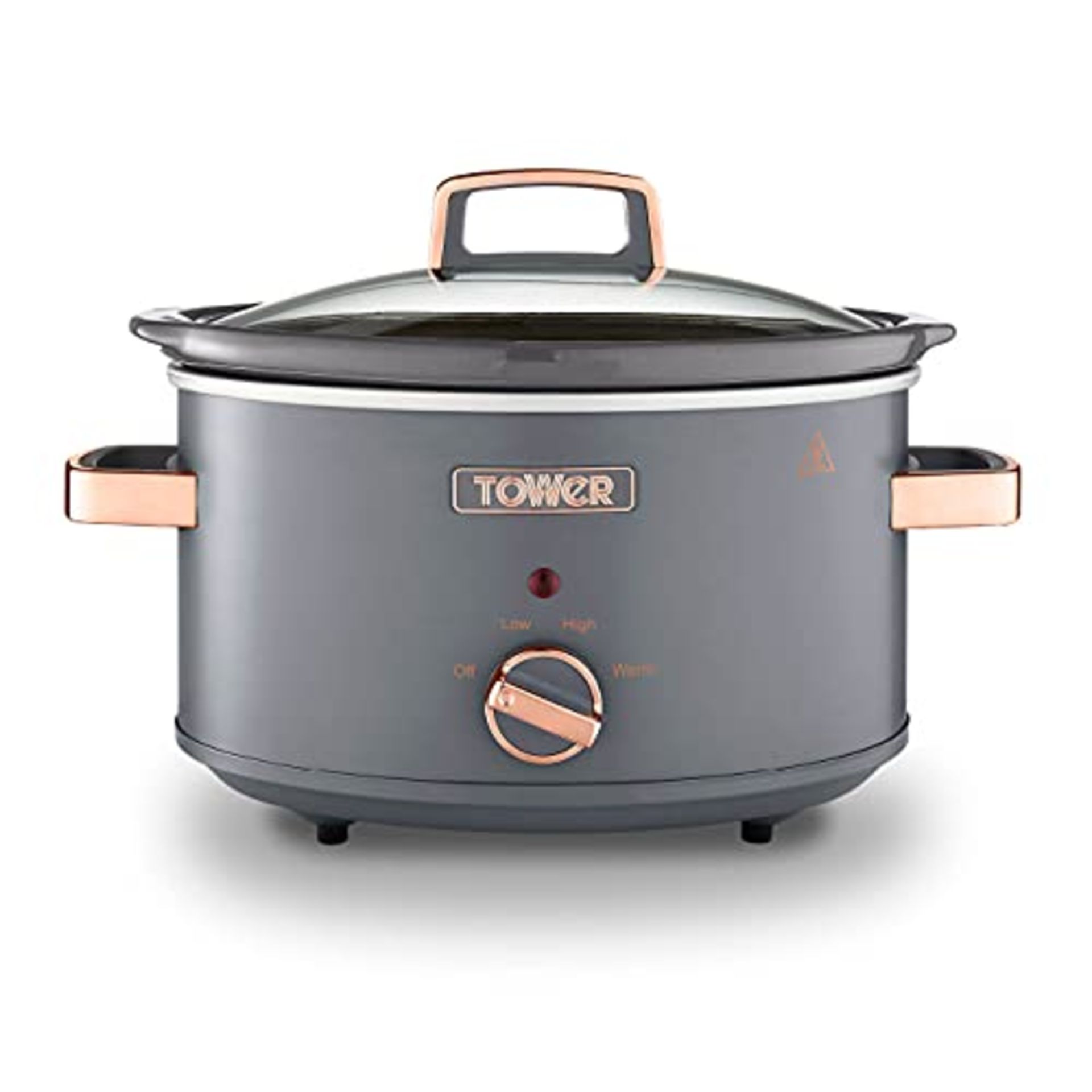 Tower T16042GRY Cavaletto 3.5 Litre Slow Cooker with 3 Heat Settings, Removable Pot an
