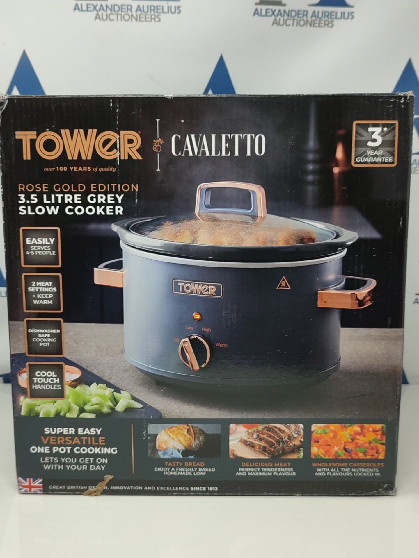 Tower T16042GRY Cavaletto 3.5 Litre Slow Cooker with 3 Heat Settings, Removable Pot an - Image 2 of 3