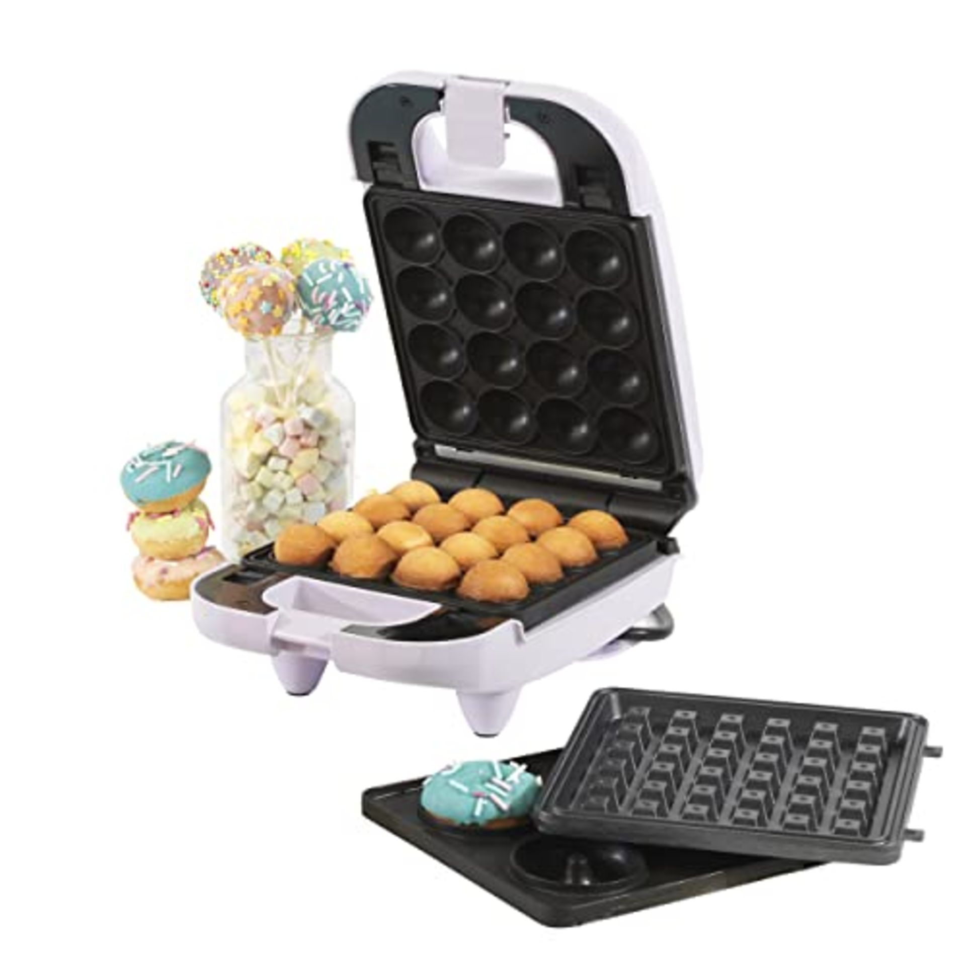 Giles & Posner EK4943GSPP Pastel 3 In 1 Compact Mini Treat Maker - Delicious Doughnuts