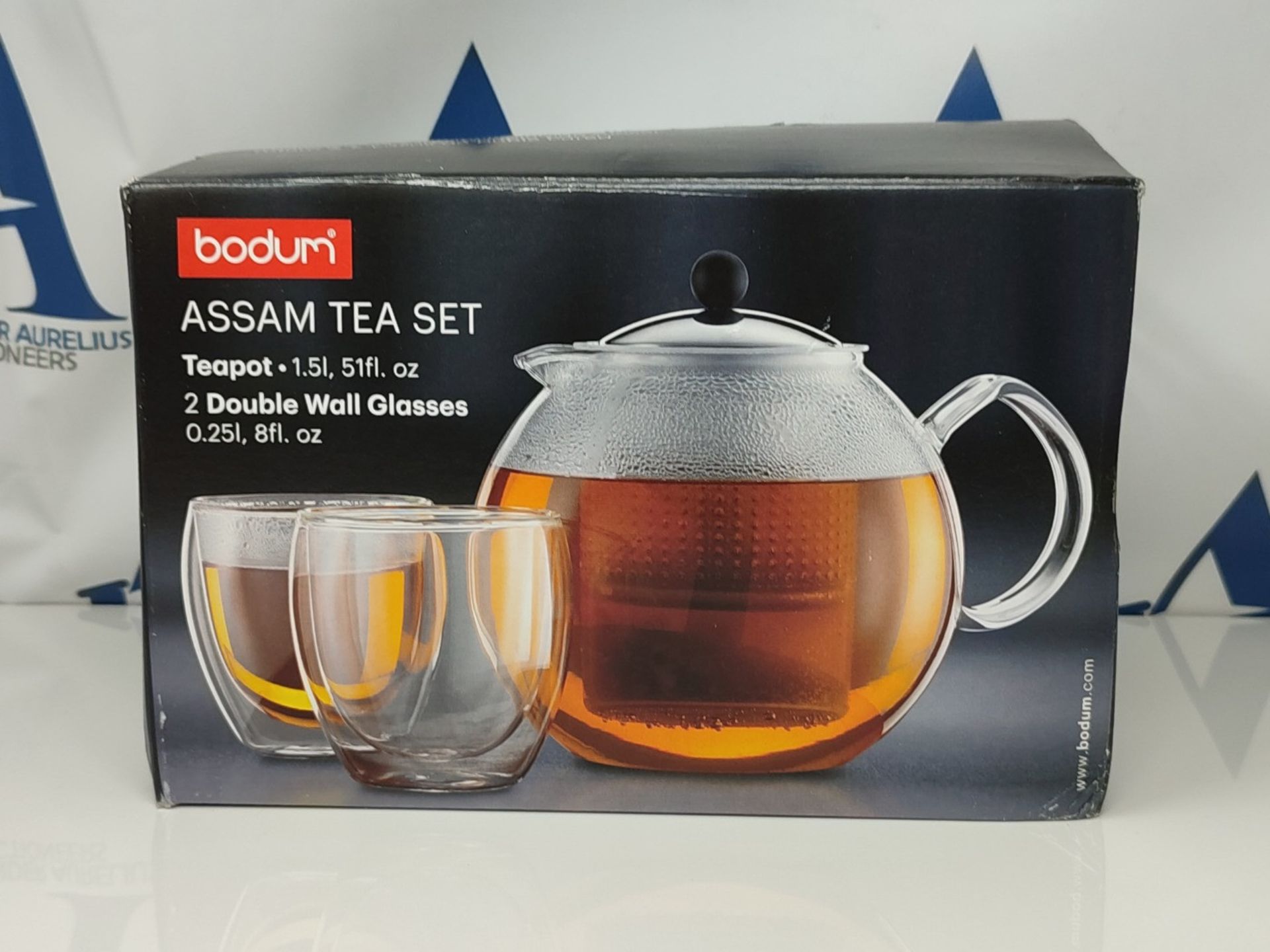 Bodum ASSAM SET Tea Press (1.5 L/51 oz) and Glases (Double-walled, 0.25 L/8 oz) - Shin - Image 2 of 3