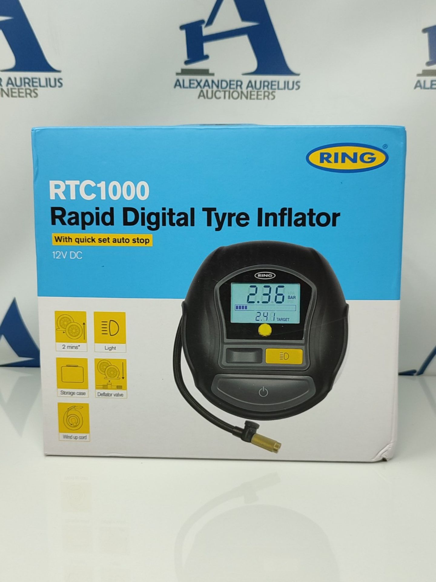Ring Automotive - RTC1000 12V rapid tyre inflator air compressor car pump with preset - Image 2 of 3