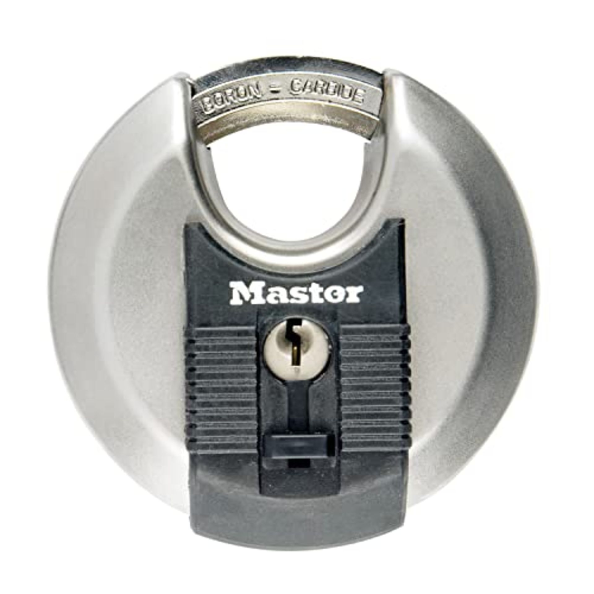 MASTER LOCK Heavy Duty Disc Padlock, Security Level 8/10, Outdoor, Keyed, Stainless St