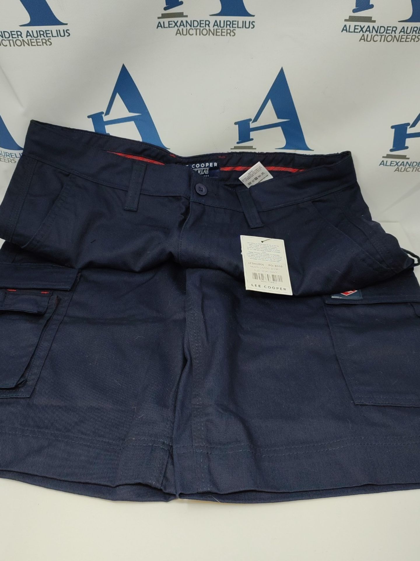 Lee Cooper Classic Multi Pocket Cargo Heavy Duty Easy Care Workwear Shorts, Navy, 34W - Image 2 of 3