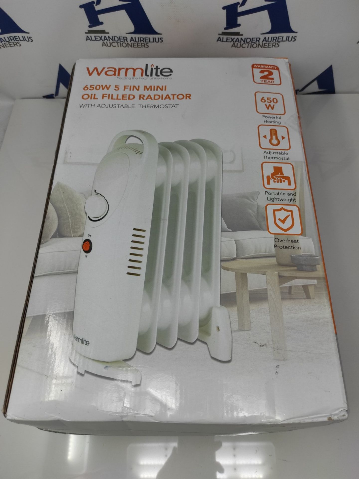 Warmlite WL43002YW 650 Watts 5 Fin Oil Filled Radiator with Adjustable Thermostat and - Image 3 of 3