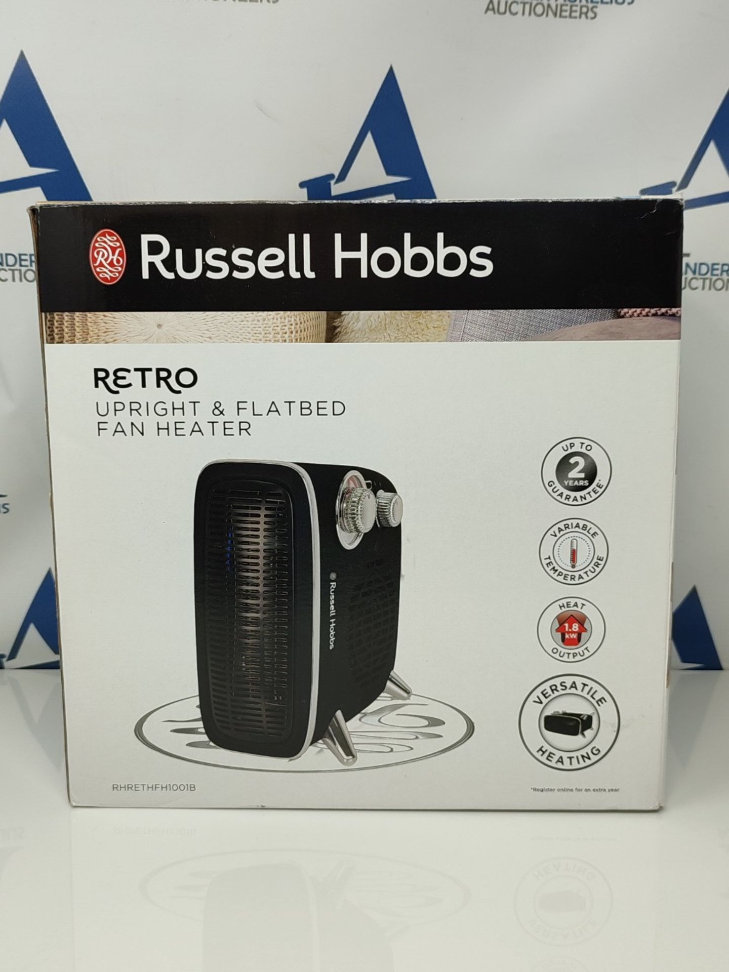 Russell Hobbs 1800W/1.8KW Electric Heater, Retro Horizontal/Vertical Fan Heater in Bla - Image 2 of 3