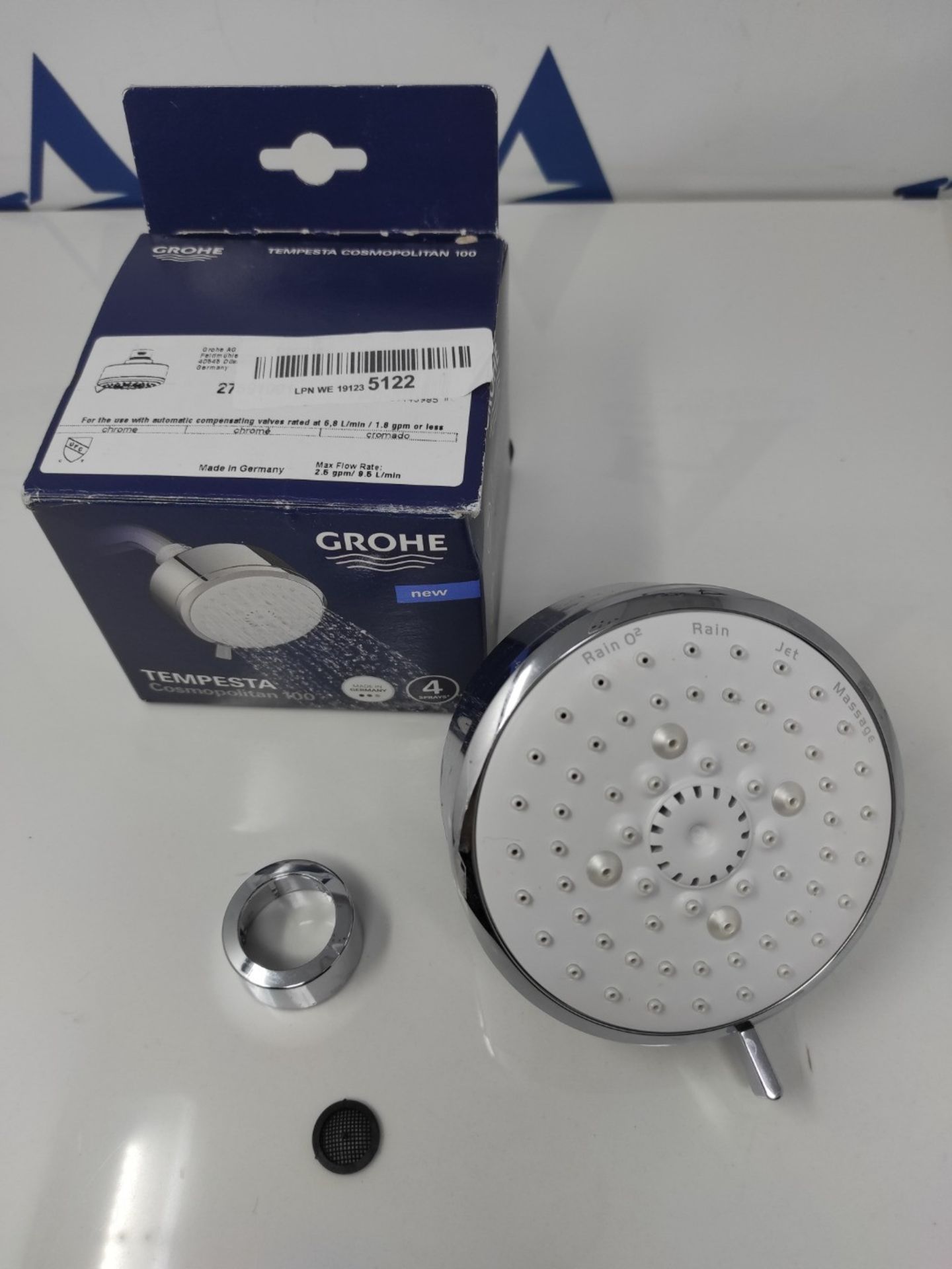 RRP £60.00 GROHE 27591001 4 Sprays Tempesta Cosmopolitan 100 Head Shower, Chrome - Image 2 of 3