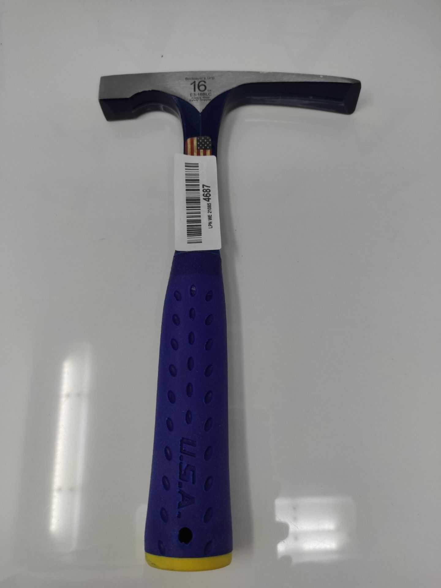 Estwing E3-16BLC Smooth Face Bricklayer's Hammer with Nylon Vinyl Shock Reduction Grip - Image 2 of 2