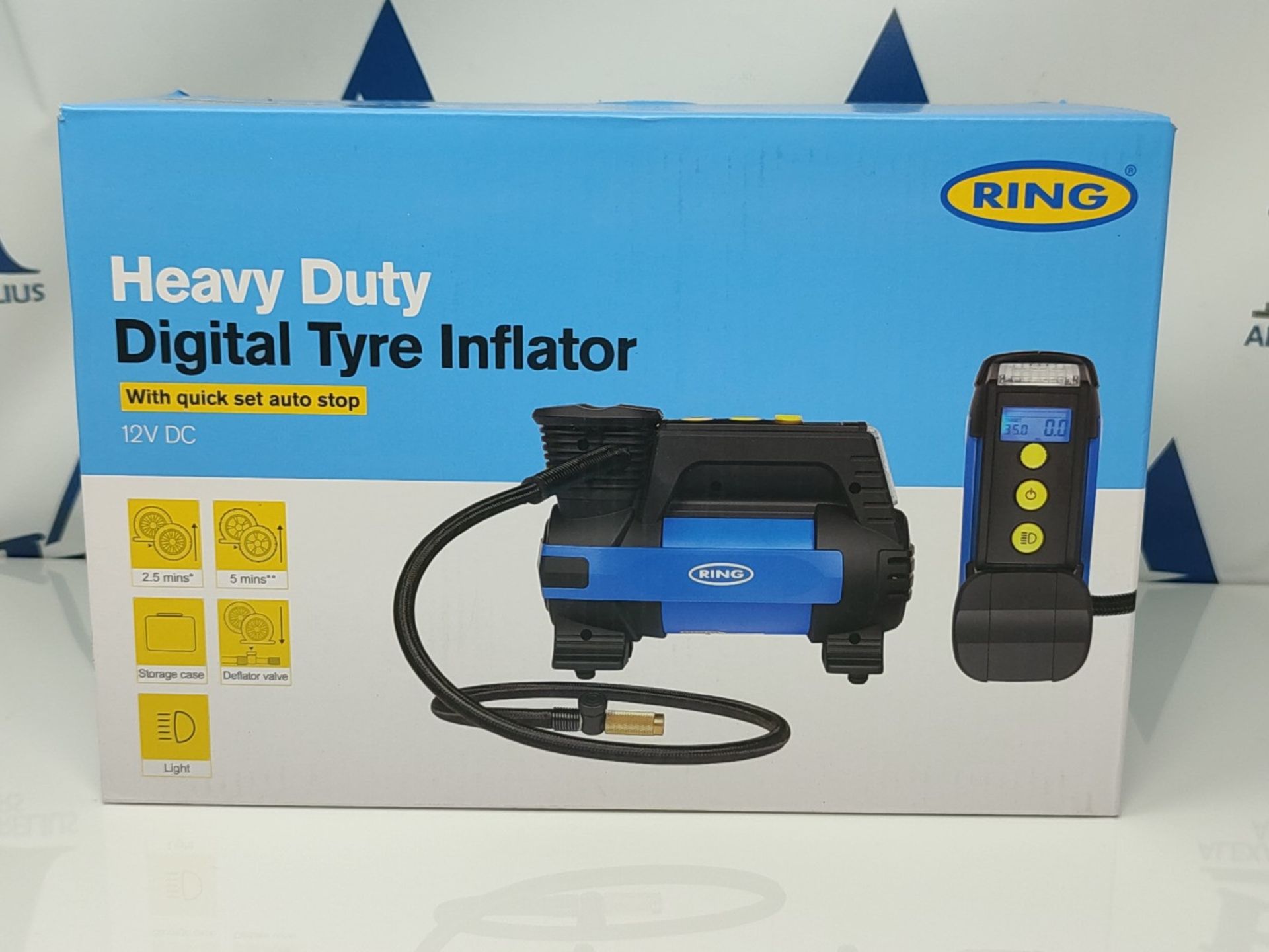 RRP £65.00 Ring RAC820 Heavy Duty Tyre Inflator - Digital Preset, Auto-Stop, SUV, Caravan - 12V, - Image 2 of 3