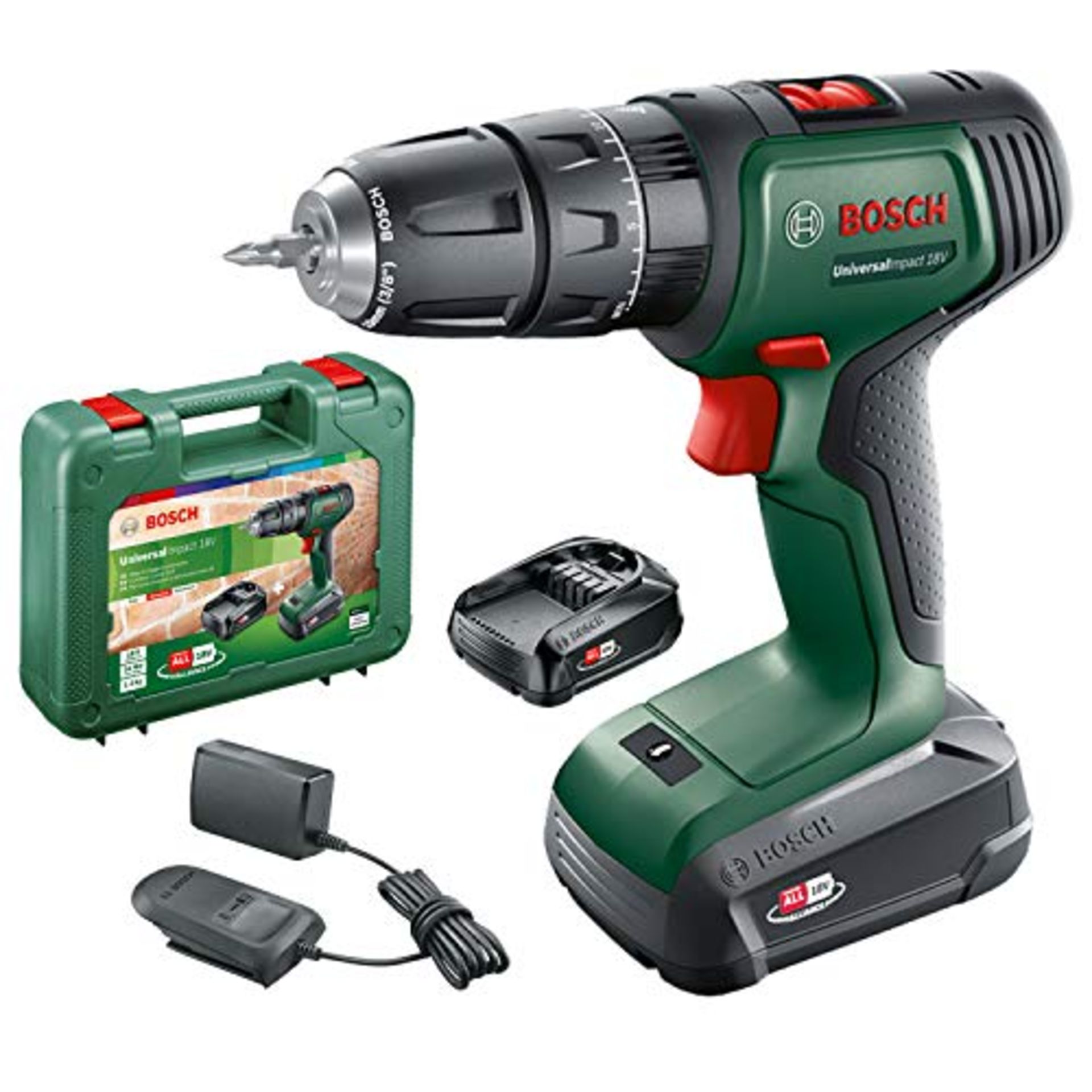RRP £80.00 Bosch Home and Garden Cordless Combi Drill UniversalImpact 18V, 20 torque settings, ma