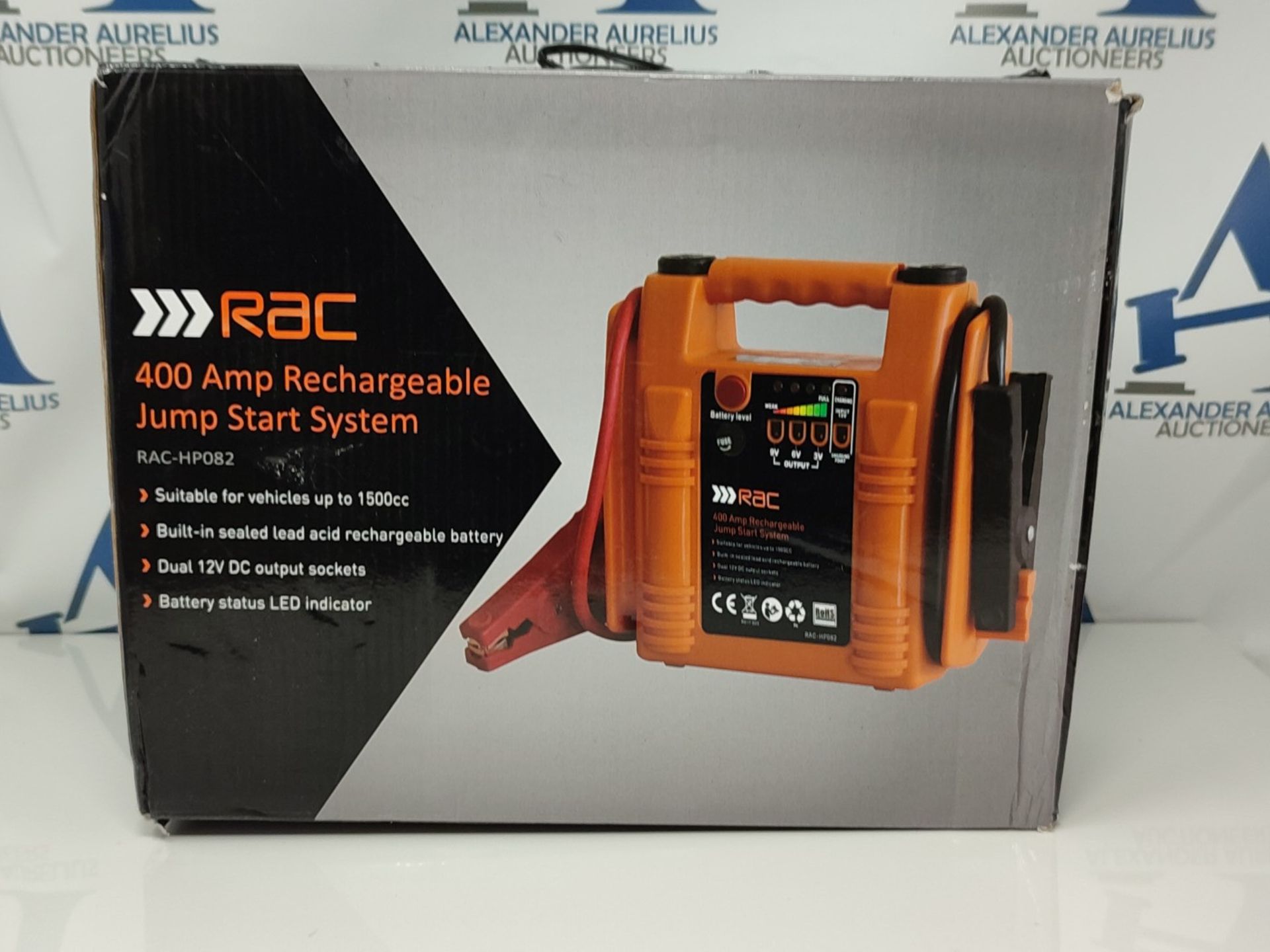 RAC 400 Amp Rechargeable Jump Start System HP082 - For Car Batteries up to 1500cc, Ora - Image 2 of 3